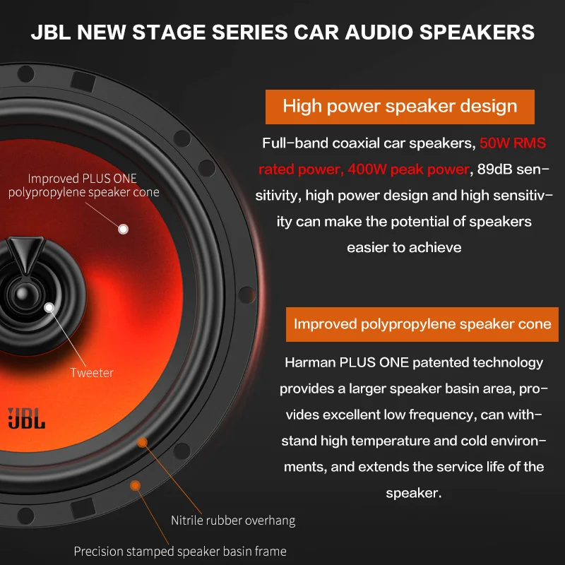 مكبر صوت JBL للسيارة مقاس 6.5 بوصة، مكبر صوت محوري بقوة 400 واط، مكبر صوت عالي التردد ومتوسط المدى ومضخم صوت ستيريو، مكبر صوت JBL أصلي للسيارة - AliExpress 34 - Image 3