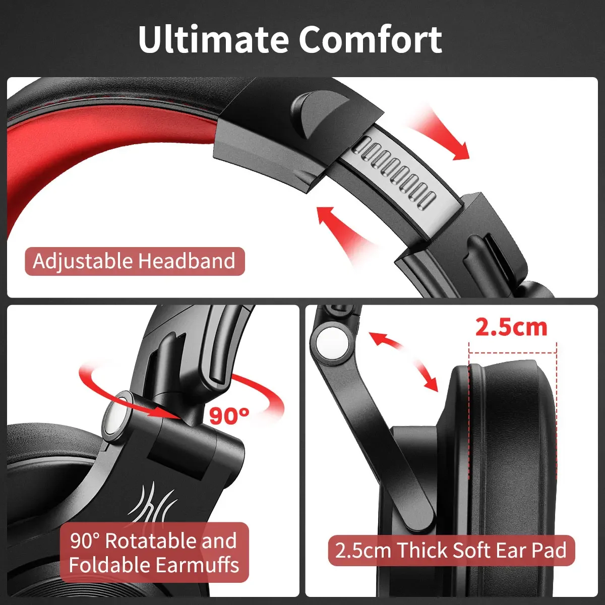 Audio A71 wired over-ear headphones with 40mm drivers for recording and playing HiFi music - الصورة 2