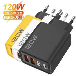 شاحن سريع 3.0 متعدد المنافذ بقوة 120 واط مع 4 منافذ USB من نوع C PD، محول حائط للهواتف المحمولة لأجهزة آيفون 16 وسامسونج S24 وشاومي 15 - AliExpress 202192403