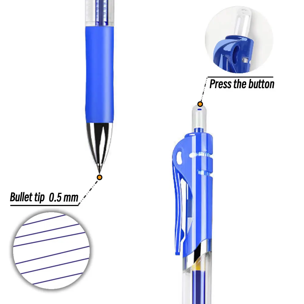 Retractable 0.5mm Blue Ink Refills, Aesthetic Colored Gel Pens, Stationery Pen Supplies, Ballpoint Pens, Office & School Writing Pens - AliExpress 21 - الصورة 3