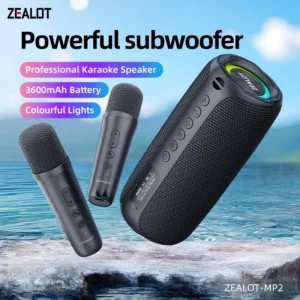 جهاز كاراوكي Zealot-MP2، مكبر صوت محمول بتقنية البلوتوث مع ميكروفون لاسلكي واحد أو اثنين، وقت تشغيل 10 ساعات، مقاوم للماء IPX5 للاستخدام الخارجي - AliExpress 44